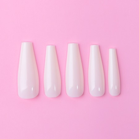 Patching nails, 100 pcs, ballerina shape, in a container, milk color-1