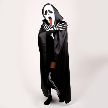Carnival costume "Halloween Black", raincoat 120 cm, mask, golf, gloves-1