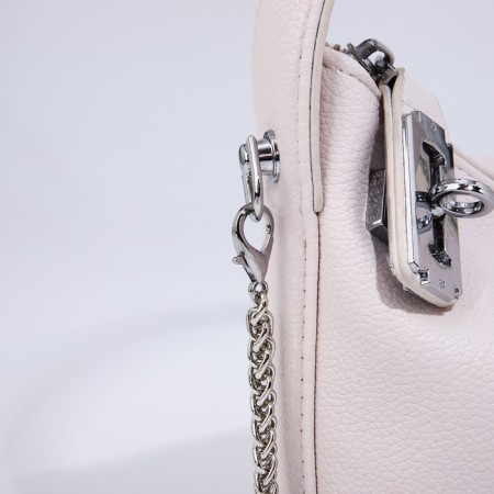 Baget bag with zipper, chain, white color-5