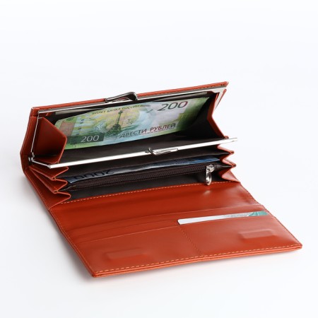 Women's wallet on a magnet, orange color-3