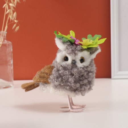Decor "Curly owl with flowers" 12x9x17 cm