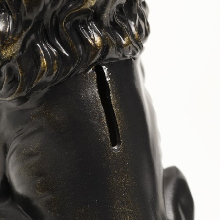 The piggy bank "Leo with a crown and a ball sits" black with gilding, 23cm-3