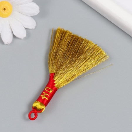 Suspension Textile "Golden broom. Hieroglyph - Happiness" 7.5 cm-2