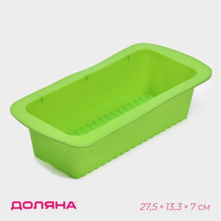 Baking shape of the share "Bread. Stripes ”, silicone, 27.5 × 13.5 × 7 cm, intra -size 23.5 × 11 × 7 cm, green color