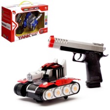 Artillery tank, with a gun, light and sound effects, works from batteries, mix color