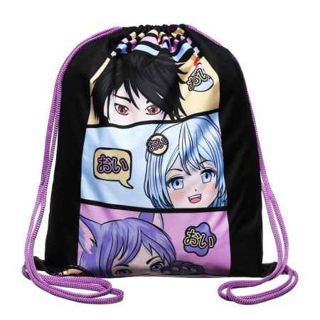 A bag for shoes 490 x 410 mm, with a loop, Hatber "anime" black nmn_14027