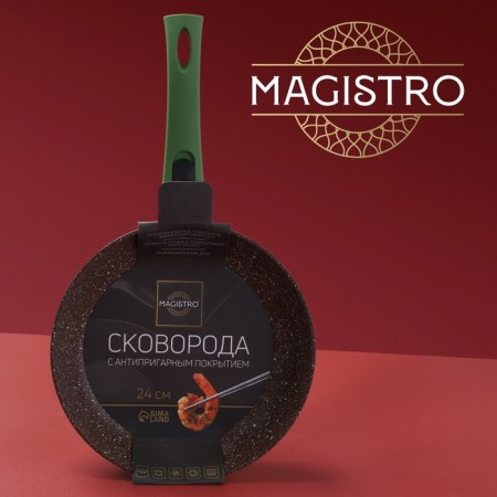 Forged pan Magistro Avocado, D = 24 cm, removable handle Soft-Touch, anti-stick coating, induction, color green-6