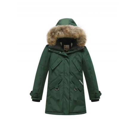 Winter park for a girl, height 146 cm, dark green color