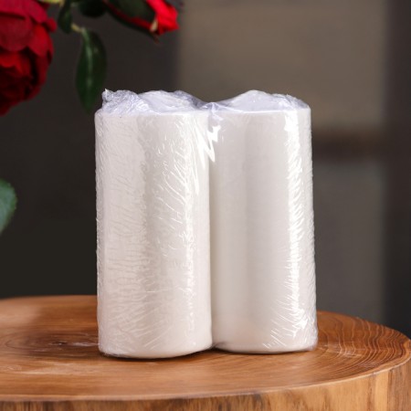 Candle cylinder, 5x12 cm, set 2 pcs, white-5