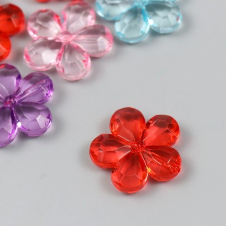 Beads for creativity plastic "Flowers with faces" Transparent set 20 grams 0.7x2.9x2.9 cm-1