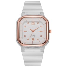 Women's watch, 4.1 x 4.1 cm, silicone strap, white