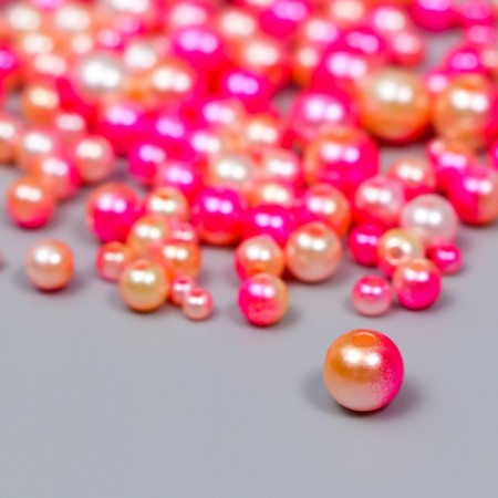 Beads for creativity plastic "Round. Gradient. Mermaid bright pink" D = 3-8mm, set 10 g 74595-1