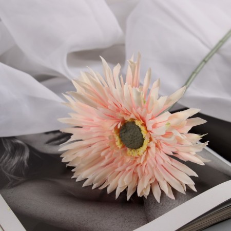 Artificial flowers "chrysanthemum lux" d-11 cm, 40 cm, white-pink-1