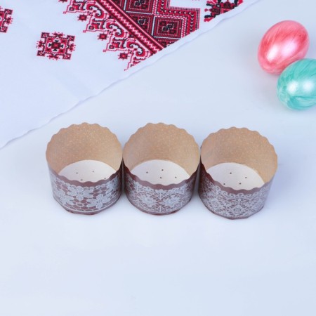 Paper form for cupcake, muffin and kulich "Lace Silver Mix" 60x45mm,-2