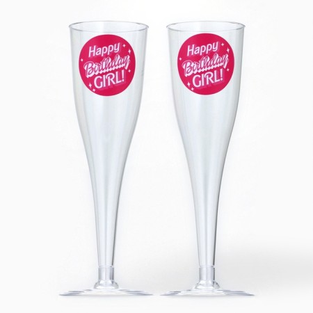 A set of plastic glasses for champagne "Birthday Girl", 150 ml-1