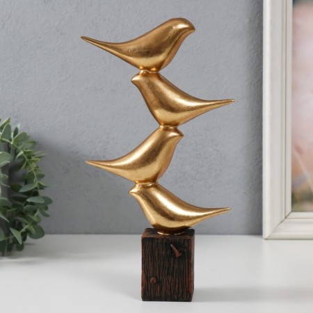 Souvenir Polystone "Four Golden Birds - Pyramid" 14x5x25 cm-3