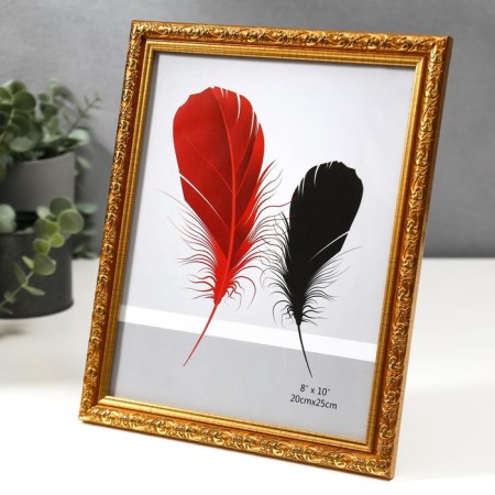 Photo frame plastic 20x25 cm "Valentine" Golden with a gold drawing 28x23 cm-1