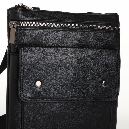 Men's bag on Terra Dever, 2 pockets, a long belt, brown color-2