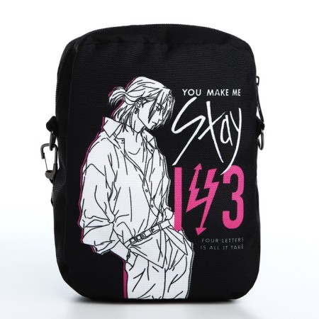 Youth bag with zipper, black color-4