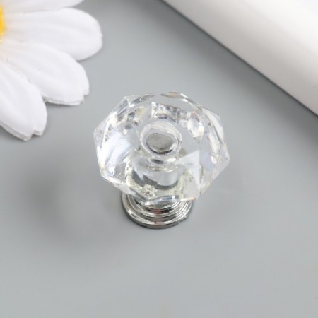 Handle for the casket Metal "Crystal Transparent" silver 2.6x2.6x2.4 cm-1