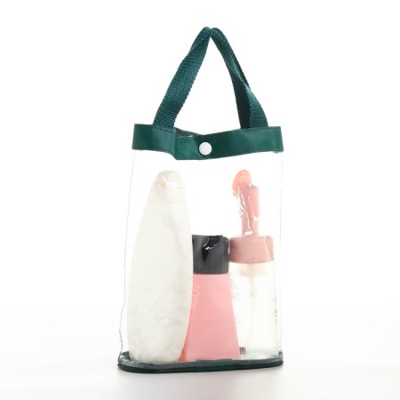 Cosmetic bag on the button, the color is green/transparent-4