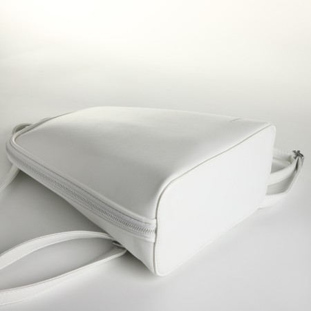 City backpack of artificial leather with lightning, white color-2