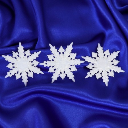 Christmas tree decoration "Snowflake - frosty shine" (set of 3 pcs) D -6 cm, white