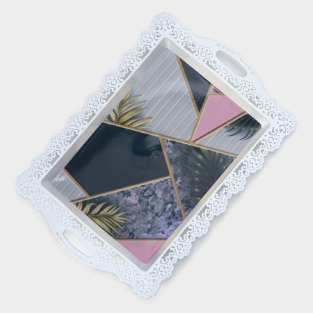 Plastic rectangular tray "openwork border", 35 × 24 × 2 cm, color mix-3