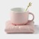 Tea steam ceramic with a spoon "Zephar", 2 items: a cup 250 ml, a saucer d = 13 cm, pink color