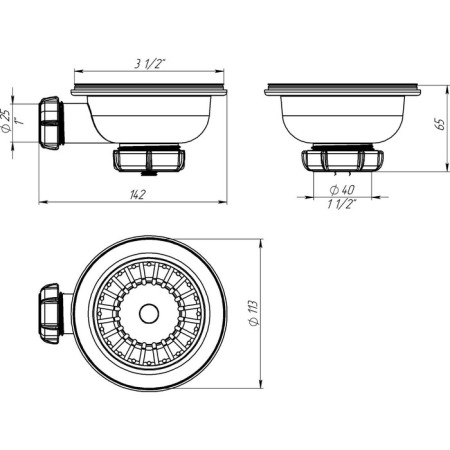 Issue Aquant, 3 1/2 ", with a metal lattice d = 115 mm, with a drop in overflow-2