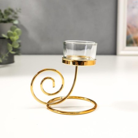Climber Metal, glass for 1 candle "spiral" gold 12.5x9.8x8 cm-1