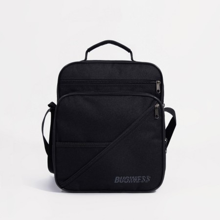 Male bag on lightning, luris, long belt, black color-1