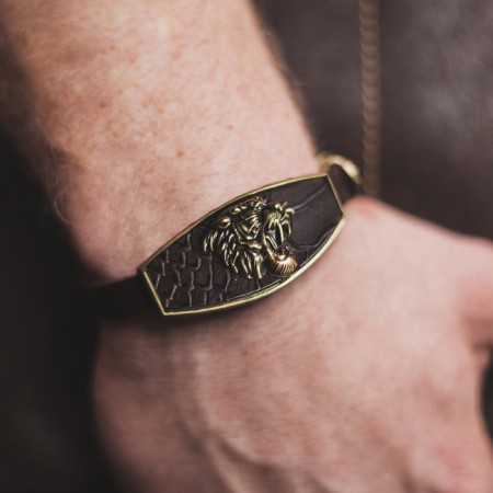 Bracelet Unisex "Atlant" tiger, brown color with black gold, 22 cm-3