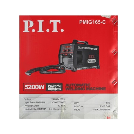 Welding inverter PMIG165-C, semi-automatic, 5.2 kW, 165 A, MMA 2.5-4mm MIG 0.6-1mm-12