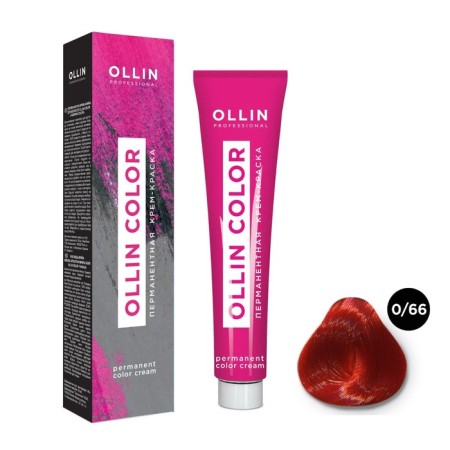 Cream-color hair Permanent Ollin Professional Color, tone 0/66 red, 100 ml