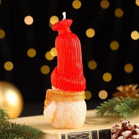 Decorative candle "Fairytale Snowman", 6.2x5x13.2 cm, red-2