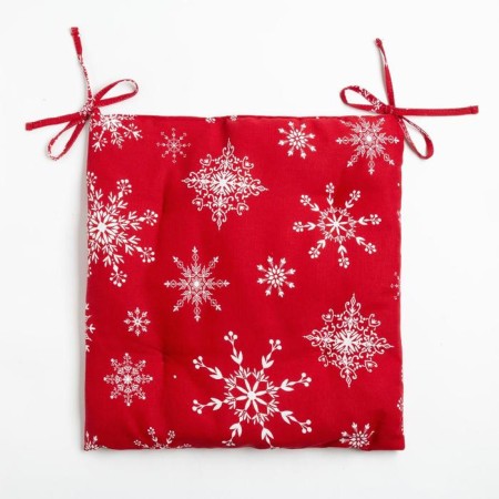 Siddle on the chair "White Snowflakes" 42x42x5 cm, 100% cotton, 164 g/m2-1