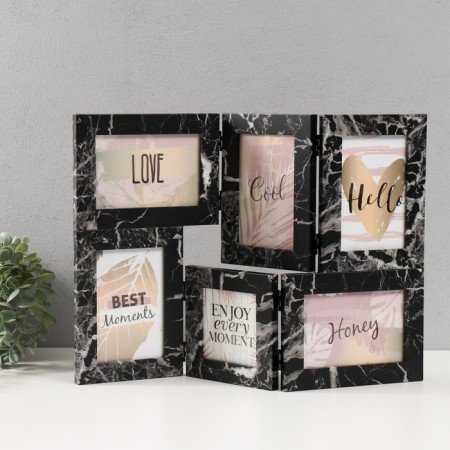 Photo frame MDF in 6 photos 10x15 cm, 10x10 cm "Riddle" black 33x47.8x1.1 cm