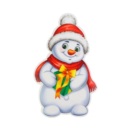 Poster "Snowman with a gift" two -sided, 23 x 22 cm