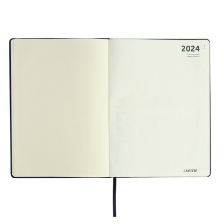 The weekly dated 2024, A4, 64 sheets, Devente.emblem, a solid cover of artificial leather with foam, lies, cream block 70 g/m2, blue-2
