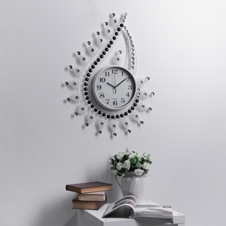 Wall clock, series: openwork, "drop with curls", smooth move, d-21 cm, 69 x 50 cm-4