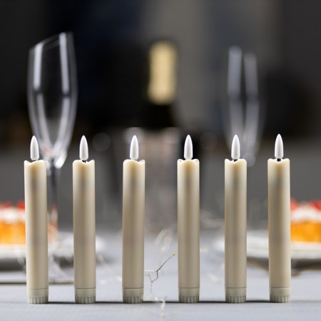 LED candle wax "classics", 2x16.5 cm, AAAX2 (not in the set), set 6 pcs, t/white 105118-1