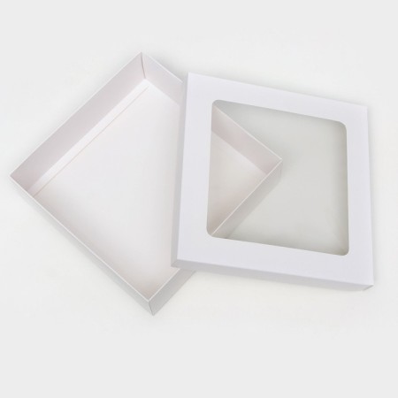 The box is folding, the lid is, with the window, white, 23 x 23 x 6.5 cm-2
