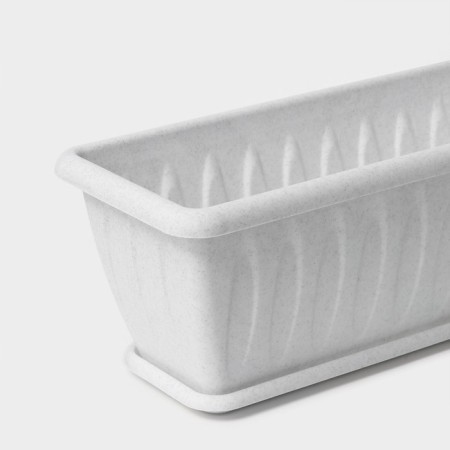 Balcony box for flowers "Felicia", 40 cm, marble color-1