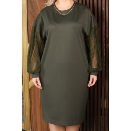 Women's dress, size 62, khaki color-9