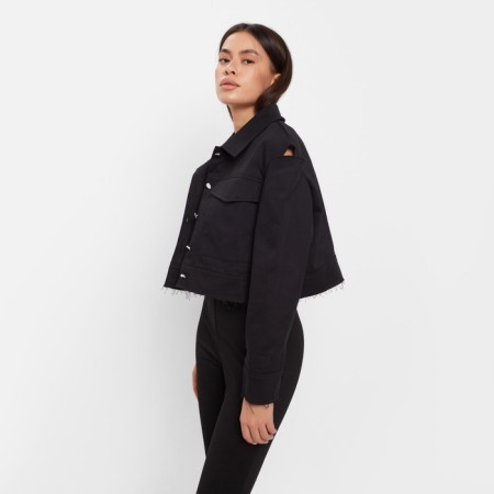 Women's shirt shortened with cuts Mist: Denim R.46, Black-1