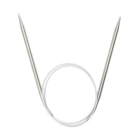 The knitting needles are circular, metal, 80 cm/5.0 mm