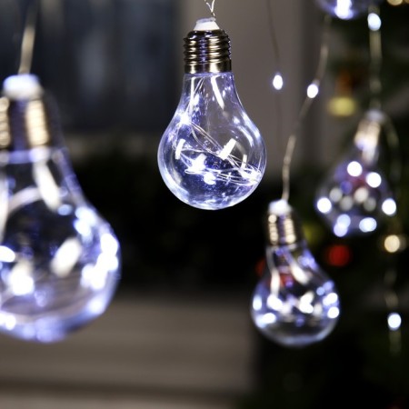 Garland “thread” 3 m with nozzles “light bulbs”, IP20, silver thread, 100 LED, white glow, 3.5 V