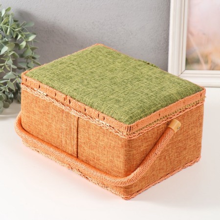 Casket for needlework "Green-orange" 19x26x14.5 cm-6