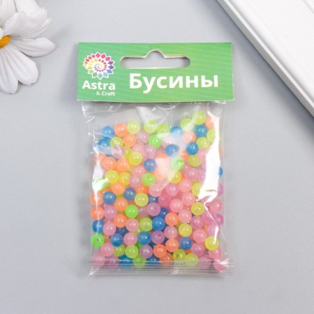 A set of beads luminous in the dark "Astra" 6 mm, 20 g, multi -colored-3
